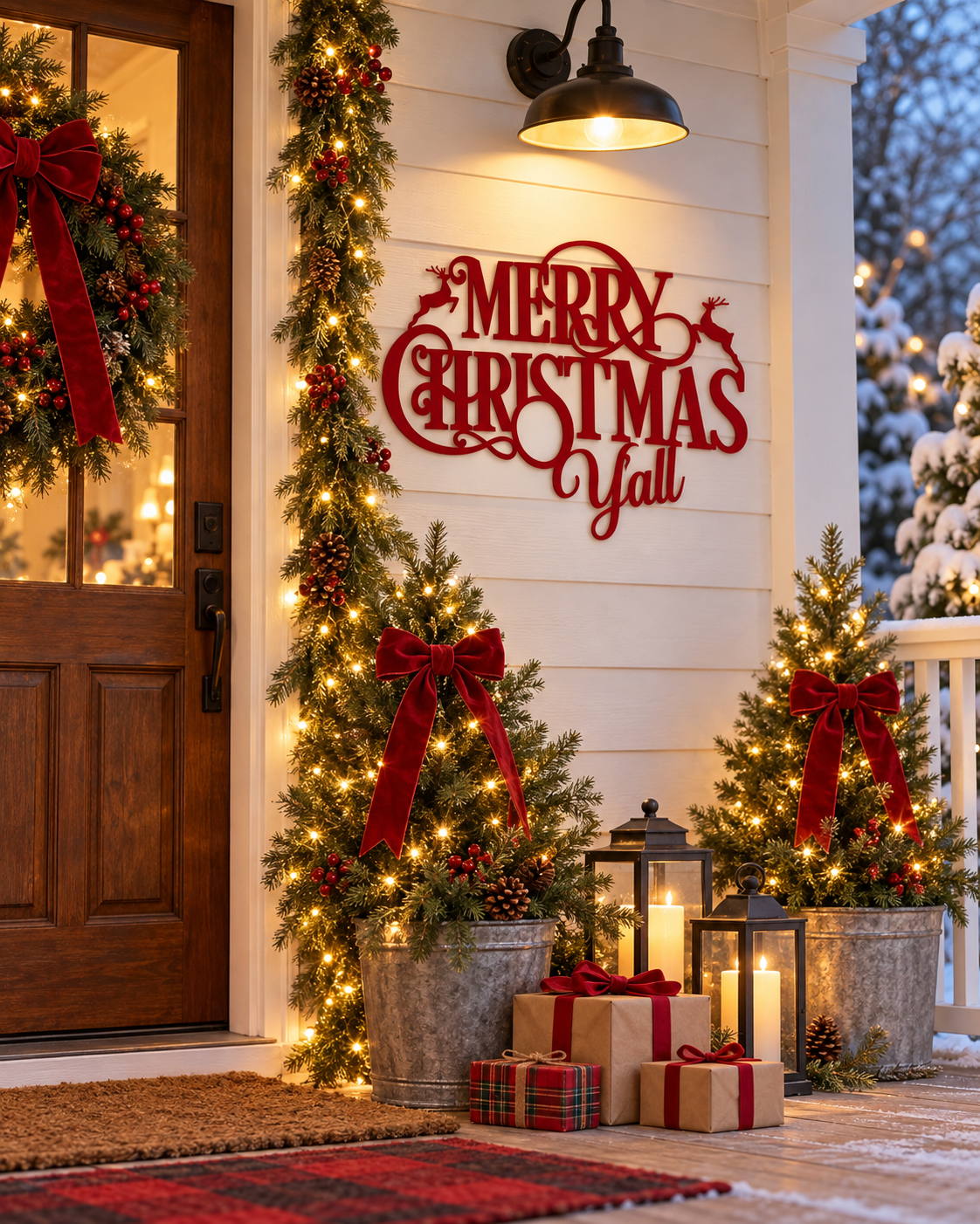 Merry Christmas Y’all Metal Sign – Southern Christmas Wall Décor