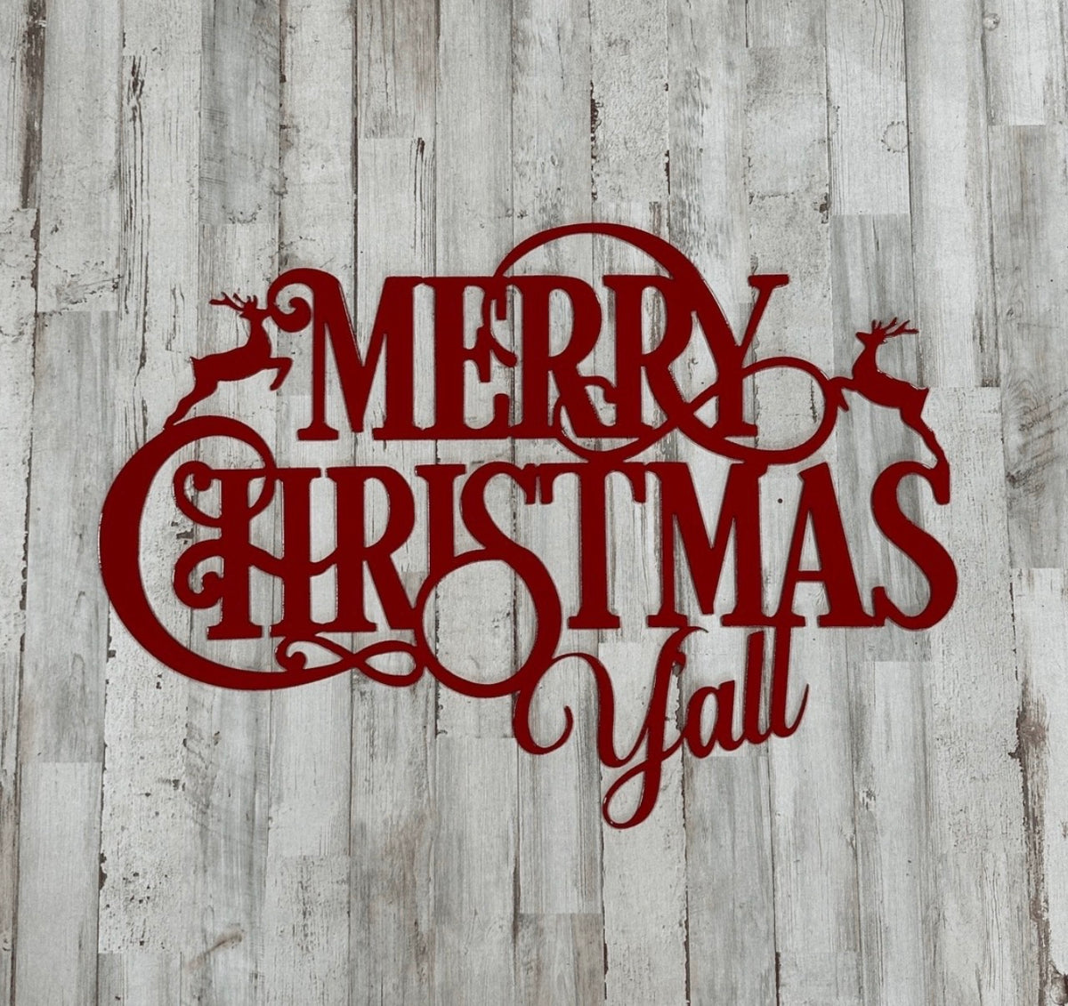 Merry Christmas Y’all Metal Sign – Southern Christmas Wall Décor