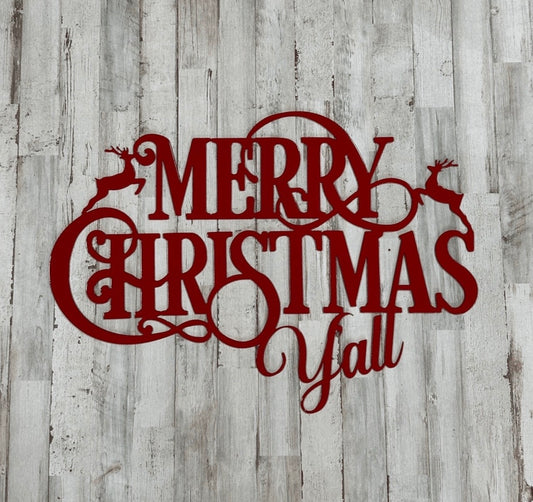 Merry Christmas Y’all Metal Sign – Southern Christmas Wall Décor