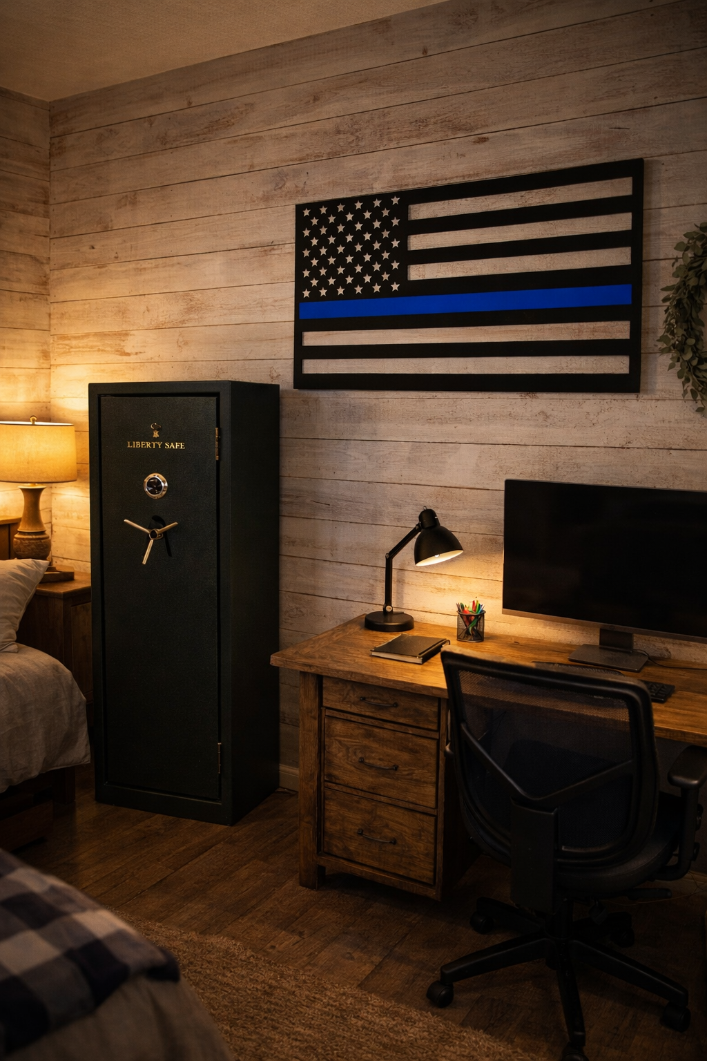 Thin Blue Line American Flag – Powder Coated Steel Wall Sign