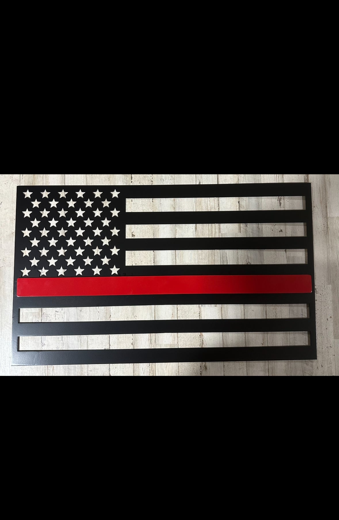 Thin Red Line American Flag – 14 Gauge Steel Wall Art